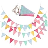 Wimpelbanner 4 Saiten buntes Dreiecksbanner hängende Flagge Banner mit 12 Flaggen Polyester-Wimpelkette Wimpelbanner Flaggen Regenbogen-Geburtstagsdekorationen für Geburtstag Schulparty Regenbogenpart