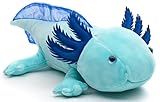 Original Uni-Toys - Axolotl (hellblau) - Leuchtet im Dunkeln (fluoreszierender Plüsch) - 32 cm (Länge) - Plüsch-Wassertier - Plüschtier, Kuscheltier
