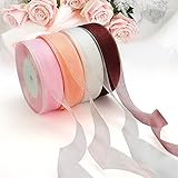 ANTHYTA 4 Rolle Weihnachten Organzaband Chiffonband 2,5cm x 45m Schleifenband Geschenkband Organza Dekoband Satinband Organza Hochzeitsband Organza Bänder für Weihnachten Blumensträuße Hochzeit