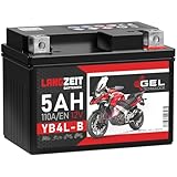 LANGZEIT YB4L-B GEL Roller Batterie 12V 5Ah 110A/EN GEL Batterie 12V Motorradbatterie doppelte Lebensdauer entspricht CB4L-B 50411 12N4-3B YB4L-A ersetzt 4Ah vorgeladen auslaufsicher wartungsfrei