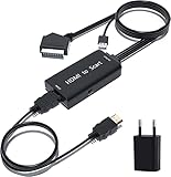 TLsiwio HDMI auf Scart Kabel Adapter mit HDMI Kabel, HDMI zu Scart Konverter HDMI Eingang zu Scart Ausgang und Unterstützt PAL/NTSC Format, HDMI Scart Adapter für TV Sky HD Blue Ray DVD PS3 VCR