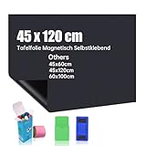 Tafelfolie Magnetisch Selbstklebend, 45x120cm Kreidetafel Magnetisch, Magnettafel Selbstklebend DIY, Inklusive Marker und Schwamm, Wandfolie für glatten Oberflächen in Schule Büro Haus