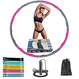 MAXIMIO PINK Hula Hoop Reifen für Erwachsene, Wiederstandsbänder, Springseil, Set Tasche