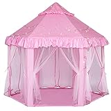 Kinder Spielzelt für Mädchen - Große Prinzessin Schloss Spielzelt, Indoor & Outdoor Pop-up Spielhaus mit Star Lichter Kinder Kleinkinder Geschenke für 3 4 5 6 7 8 9 Jahre alt Mädchen Jungen (Rosa)