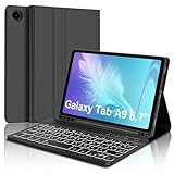SENGBIRCH Tastatur Hülle für Samsung Galaxy Tab A11 8.7 Zoll 2025 - QWERTZ Deutsche Abnehmbare Bluetooth Hintergrundbeleuchtung Tastatur für Samsung Galaxy Tab A11 8.7 Zoll, Schwarz