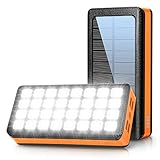 Solar Powerbank Power Bank Solarzelle-PSOOO Solar Ladegerät 30,000mAh Powerbank Solarbetrieben Outdoor Solarbetriebene Powerbank 2,1A mit 4 USB-Ports 32 LED Taschenlampen mit iPhone, iPad Neue Ankunft
