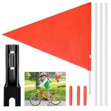 dentedeleao 1 Stück Fahrradwimpel, Fahrradfahne mit 4 Stange, Fahrrad Fahne für Kinder, Fahrrad Sicherheit Fahnen, Fahrrad Wimpel Verstellbare, für Freien Radzubehör zur Fahrrad Fahne Kind