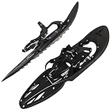 ALPIDEX Schneeschuhe 29 INCH Schuhgröße 38-46 bis 140 kg Steighilfe Tragetasche Optional Stöcke, Farbe:Black ohne Stöcke