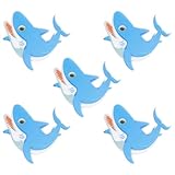 NIYANGLE 5 Stück Teiliges rutschfeste Badaufkleber Hai Motiv Frosted Oberfläche Peva Material für Dusche Badewanne Treppenfliesen Anti rutsch Schutz Badezimmer Dekoration