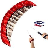 Touch the sky 100in Doppelleiner Parafoil-Drachen mit Handschlaufe für Kinder & Erwachsene.Ausgezeichnete Outdoor-Spiele und Aktivitätsspielzeug,Geeignet für Fortgeschrittene und Enthusiasten. (Rot)