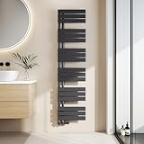 EMKE Badheizkörper Flach 1599x400 mm, Handtuchheizkörper mit Seitenanschluss, Effizienter Handtuchwärmer Handtuchtrockner Heizkörper für Bad, Anthrazit, 718W