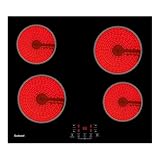 Gudsunal Kochfeld 4 Platten, Herdplatte 4 Kochfelder, 60 cm, 6000W, 9 Heizstufen, Warmhaltefunktion, Timer, Automatische Abschaltung, Kindersicherung, Glaskeramikkochfeld