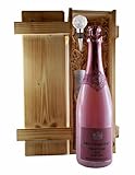 Geschenk Brut Dargent Pinot Noir ICE Demi-Sec + Flaschenverschluß in geflammter Holzkiste