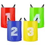 RISVOWO Outdoor Spielzeug, Hüpfsäcke Spielset mit 4 Hüpfsäcken, Kindergeburtstag Partyspiele für Kinder, Gartenspiele für Kinder, Sackhüpfen Säcke, Partyset Jungen Mädchen