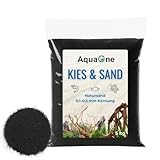 AquaOne Aquarium Kies Sand 5 kg I Bodengrund hell schwarz bunt fein mittel grob I Aquariumkies Premium Qualität I Quarzsand Aquariumkies Deko Aquascaping Körnung (schwarz 0,1-0,5mm)