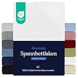 Dreamzie Premium Spannbettlaken 180x200 cm, Spannbetttuch für Dicke Matratzen bis zu 27 cm, Bettlaken 100% Jersey Baumwolle, 150 g/m², Oeko-TEX Zertifiziert - Weiß