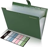 SKYDUE Dokumentenmappe A4, Mappe Mit 8 Fächern, Fächermappe A4 Mit Etiketten, Tragbar Ordnungsmappe Mappen Ordnersystem, Document Folder Für Zuhause, Büro, Schule Und Auf Reisen (Grün)