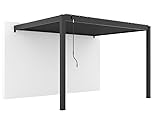 Bioklimatische Anbaupergola aus Aluminium, 12 m² – 3 x 4 m – Anthrazitgrau – 29 um 90° verstellbare Lamellen – Kurbel im Lieferumfang enthalten