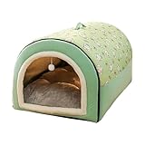 Katzenbett Hundebett Selbstwärmend - Plüsch Haustierzeltbett, Selbstwärmendes Hundehöhlenbett | Geschlossenes Hundebett mit abnehmbarem Kissen, Anti-Rutsch-Unterseite, maschinenwaschbar, ideal für