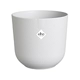 elho Jazz Round 14 cm blumentopf - Kleiner Pflanzentopf für den Innenbereich - 100% recycelter Kunststoff - Einzigartige Struktur - Ø 14.2 x H 13.1 cm - Weiß/Seidenweiß