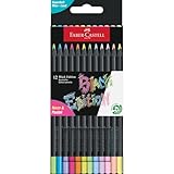 Faber-Castell 116410 - Buntstifte Black Edition, Neon + Pastell Farben, 12er Etui