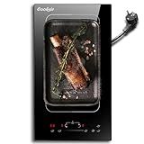 Cooksir Induktionskochfeld mit Stecker, Kochfeld 2 Platten, 29CM Built-In, 3500W, Einbau kochfeld Doppel mit Flexzone, Sicherheitsschloss, Schieberegler Touch Control, induktionskochfelder