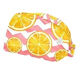 DHH166 2 Packungen Arbeitskappe mit Knöpfen, Schweißband, verstellbare Hüte, chirurgische Kappen für Damen, Herren, goldenes Saxophon, Musiknoten, mehrfarbig5, Einheitsgröße