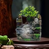 Zimmerbrunnen Tischbrunnen mit LED Beleuchtung Brunnen Steingarten Feng Shui Ornament Desktop Dekor für Büro, Schlafzimmer, Arbeitszimmer