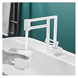 Waschtischarmaturen Schwarz Waschbecken Mischbatterien Messing Badarmaturen Quadratisches Gefäß Wasserhahn Waschtischmischer Kalt Warmwasser Flexibler(ALL White)