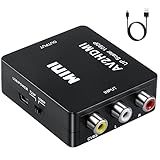 RCA auf HDMI Adapter SZJUNXIAO AV RCA CVBS auf HDMI Video Signal Audio Konverter, 1080P 720 kompatibel mit Kamera, Xbox 360, PS2, PS3, WII, N64, Gamecube, SNES, PSP (Black)