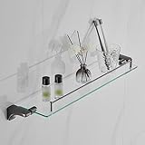 Modernes Glasregal aus Edelstahl für Badezimmer, wandmontiert, schwebendes rechteckiges Glasregalsystem mit 45 cm Länge, ideal für Dusch-WC und mehr