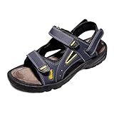 JOMIX Sommer Athletische Sandalen Herren Klettverschluss Anti-Rutsch Wandersandalen Outdoor Strand Reisen Trekking Wander (Blau, 46 EU)