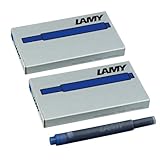 LAMY T10 2er Set löschbare Tintenpatronen mit großem Tintenvorrat - geeignet für alle Lamy Patronenfüllhaltermodelle - Inhalt 1,25ml je Patrone - 5 Stück pro Päckchen - Tintenfarbe blau