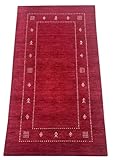 Rot Teppich 100% Wolle Handgefertigt 90X160 cm Handgewebt Gabbeh Orient AC06