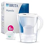 BRITA Wasserfilter Kanne Marella weiß (2,4l) inkl. 6x MAXTRA PRO All-in-1 Kartusche (Halbjahrespaket) – Wasserfilter reduziert Kalk, Chlor, Blei, Kupfer & geschmacksstörende Stoffe im Leitungswasser