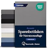 Dreamzie Topper Spannbettlaken 180x200cm - Baumwolle Elastan Premium Komfort 250gsm - 18 cm, Topper oder Flache Matratzen - Oeko-Tex - Anthrazit