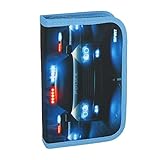 itenga Federmappe Schüleretui Federmäppchen Schulmäppchen - 1-Zipper - Gefüllt 28-teilig für Jungen und Mädchen (Polizei)