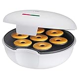 Clatronic Donut-Maker DM 3495, für bis zu 7 Bagels / Donuts gleichzeitig, perfekt für die Zubereitung mit der Familie, Party, oder zwischendurch, 900 Watt, weiß