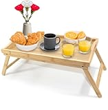 Betttablett klappbar groß Holz Frühstückstablett fürs Bett mit Beinen Serviertablett Tablett Essenstablett