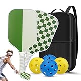 Pickleball-Paddel-Set – Pickleball-Paddel und Bälle, Fiberglas-Pickleball-Schläger | Frauen Männer Ergonomischer Griff Honeycomb Core Pickleball Paddel für Enthusiasten, Anfänger (16,54 x 9,25 Zoll) (