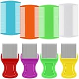 Lunhoo 8 Stück Läusekämme, doppelseitige Flohkämme, Edelstahl Laus und Nit Kamm für Kopfläuse Behandlung