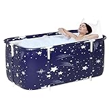 Faltbare Badewanne für Erwachsene, 132 x 68 x 47 cm, Dampfeimer für Sauna, Dusche und Eisbad, tragbar, nicht aufblasbar (blau)