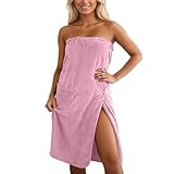 Duohropke Saunakilt Damen Weich Saunatuch mit Knopf Bademantel Tragbar Badetücher Saunahandtuch Hamamtuch mit Tasche Großes Badetuch Handtuchkleid für Sauna Dusche Strand Schwimmbad