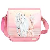Depesche 12242 Miss Melody Sundown - Umhängetasche in Rosa mit goldenen Applikationen, kleine Tasche mit Reißverschluss und längenverstellbarem Tragegurt