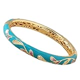 Chinesische traditionelle Handwerksarmbänder, Cloisonné-Armband | Cloisonne-Armband, handgefertigt, wunderschön, mit Strasssteinen, goldfarben, mit Scharnier,Elegante Damen-Armreifen für Frauen und Mä