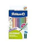 Pelikan Buntstifte-Set Silverino 12-teilig, dreieckig und dick, 12 Farben, Malstifte mit Grip und dreieckigem Schaft