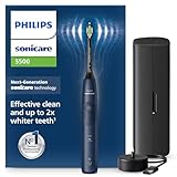 Philips Sonicare 5500 elektrische Zahnbürste, Schallzahnbürste mit 2 Putzmodi, Andruckkontrolle, EasyStart, SmarTimer und BrushPacer, Navy, Modell HX7113/01 [Neue Technologie]