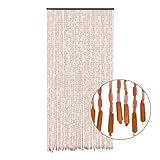 Garbenat Bambusvorhang - 90 x 200cm Perlenvorhang 52-Zeilen Hängender Teilervorhang Retro Bambusspan Perlen Türvorhang Baumwollfaden Seilvorhang Dekovorhang - Holz, Kaffee
