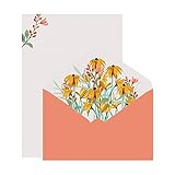 Briefpapier mit Umschlag Set Umschläge Blumen Briefumschlag Vintage Schreiben Briefpapier Briefbogen für Herstellung von Einladung Geschenk(36 Stück)