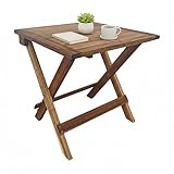 Relaxdays Klapptisch aus Akazienholz, für Wohnzimmer, Balkon & Terrasse, HBT: 46x46x46 cm Beistelltisch Outdoor, braun